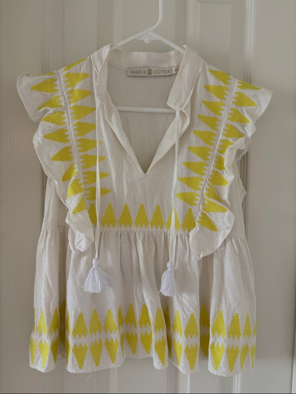 Marie Oliver White Tunic with Yellow Trim